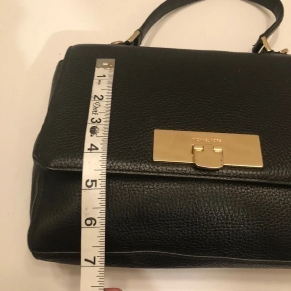 Michael kors black leather top handle bag